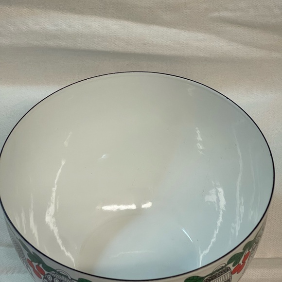 Vintagege MCM Enamel Kaj Franck Bowl Christmas’s Holly - Picture 3 of 6